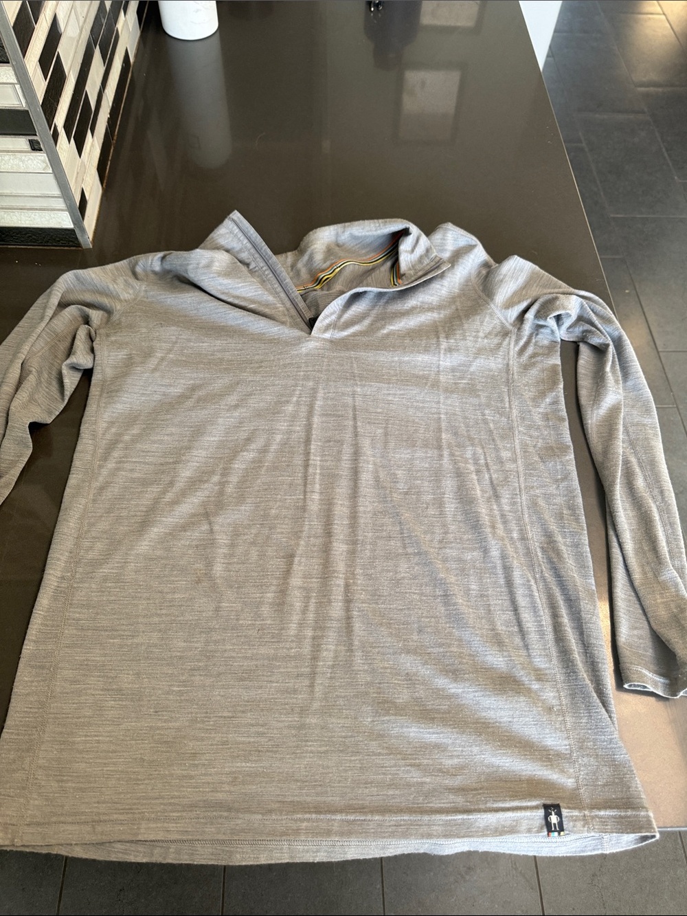 Smartwool Men's Light Gray Quarter Zip Baselayer Medium